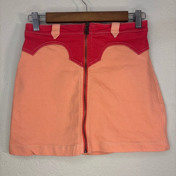 Urban Outfitters BDG Western Cowgirl Orange Red Mini Skirt Size S - Picture 4 of 10